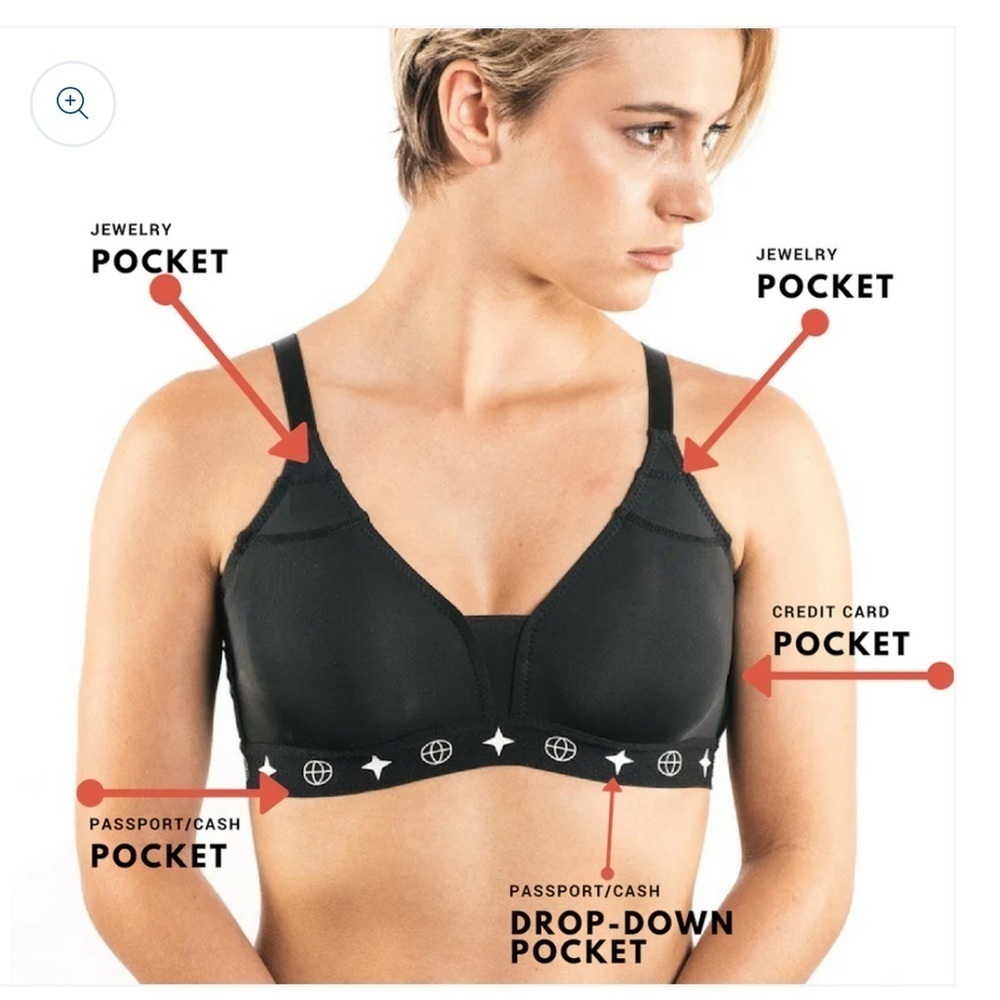 Women’s Black Pocket Sports Bra with Hidden Storage